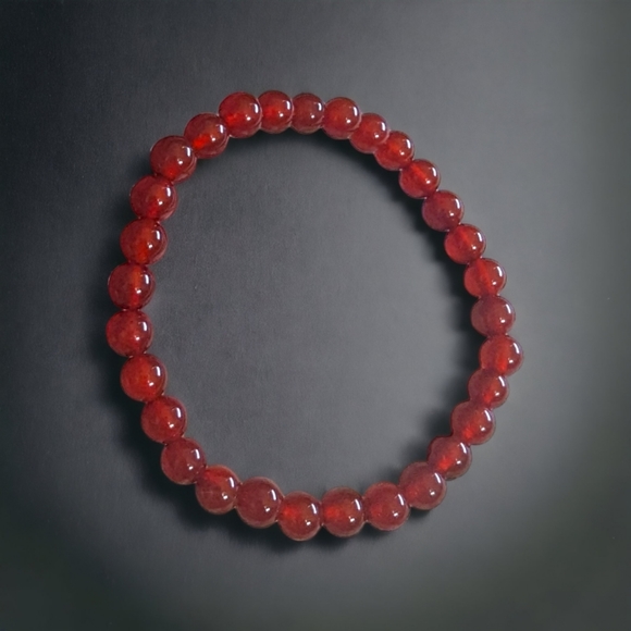 Carnelian Bracelet 6mm Natural Stones - Picture 2 of 3